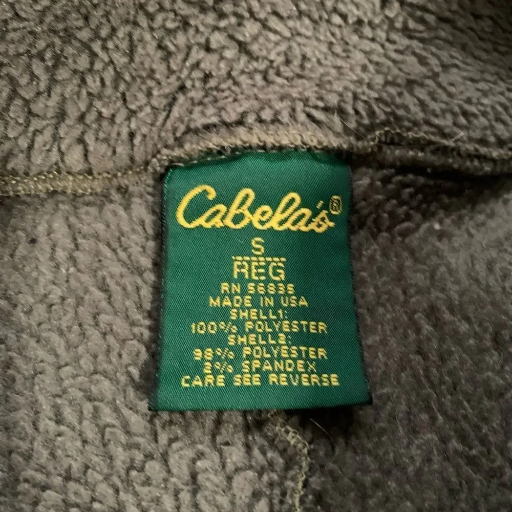 cabelas Mens 1/4 Green‎ Pullover Small Sweater fleece Hunting Outdoors